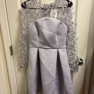 ASOS Light Purple Dress with Sheer Floral Sleeves